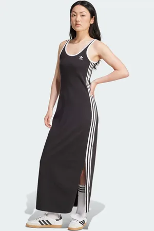 adidas Vestido de tirantes Maxi Adicolor 3 bandas