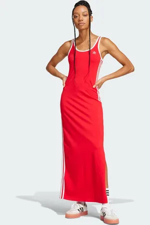 adidas Vestido de tirantes Maxi Adicolor 3 bandas