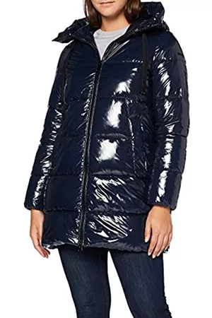Geox Mujer Parkas - W EMALISE LONG PARKA Mujer Chaquetas, Azul (Oscuro), 46