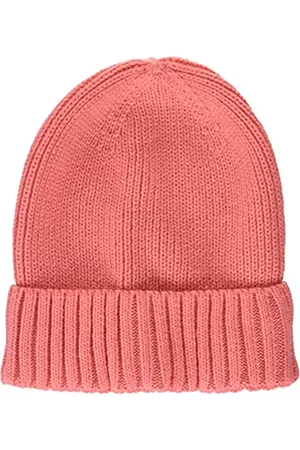 Amazon Essentials Women's Ribbed Cuffed Knit Beanie Sombrero, Coral, One Size