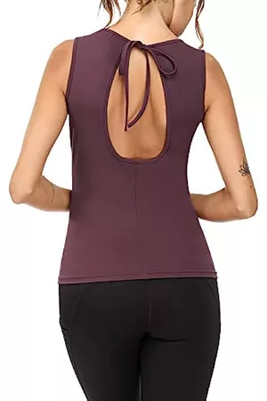 Camiseta corta acanalada para mujer, sin mangas, para entrenamiento, con  corte lateral, para gimnasio, yoga