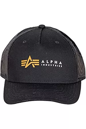 Alpha Industries Hombre Gorros - Alpha Label Trucker Gorro, Negro (Black-03), Talla Única para Hombre