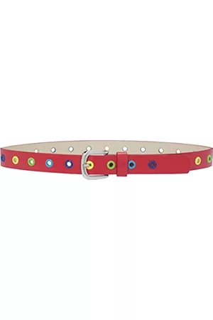 Playshoes Cinturones - PU Belt with Rivets Cinturón Unisex niños, Red, 55 cm