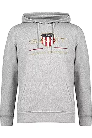 Hombre Sudadera Retro Shield Con Capucha Grey Melange