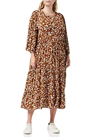 Louche Mujer Flores - Romany-Flower-Press Vestido, marrón, 40 para Mujer