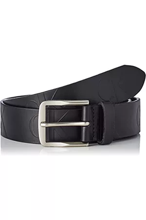 Calvin Klein Cinturón para Hombre Forged Classic Belt 3.5 cm Aop de Cuero, Negro (Black), 90 cm