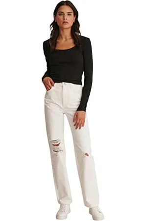 NA-KD Top Acanalado con Cuello Redondo Camisa Cami, , XS para Mujer