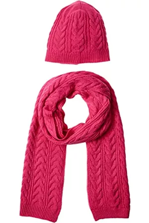 Amazon Cable Knit Hat and Scarf Set Sombrero, Rosa Intenso, Talla única