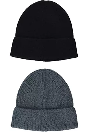 Amazon Hombre Sombreros - 2-Pack Knit Hat Sombrero, Negro/Gris Oscuro, Talla única, Pack de 2