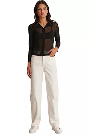NA-KD Wide Leg Raw Hem Denim Jeans, , 44 para Mujer