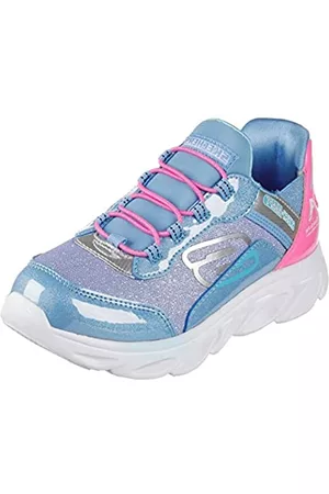 Skechers Niñas Zapatillas - FLEX GLIDE, Zapatillas para Niñas, Blue & Pink Textile/Mulit Trim, 31 EU