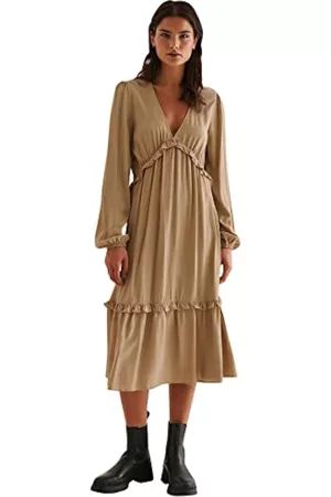 NA-KD Balloon Sleeve Midi Frill Dress Vestido Informal, , 32 para Mujer
