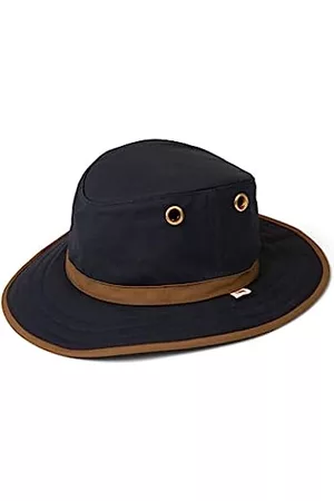 Tilley Hombre Cowboy - Twc7 Outback-Gorro de algodón Encerado Sombrero, Azul Marino con Ribete marrón, 7 1/2 para Hombre
