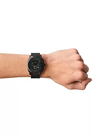 Fossil Smartwatch híbrido Machine Gen 6 para hombre de de acero inoxidable en color negro con brazalete de acero inoxidable en color negro, FTW7062