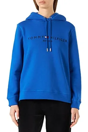 Tommy Hilfiger Mujer Sudadera con Capucha, Azul (Breezy Blue), XL