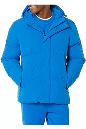Amazon Plumífero con Capucha, de Longitud Media (Disponible en Tallas Hombre, Azul Brillante, 3XL Grande