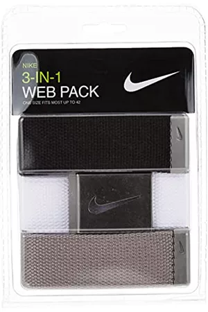 Nike Hombre Cinturones - Cinturón de golf estándar para hombre, 3 unidades, blanco/gris/negro