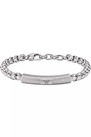 Emporio Armani Hombre Pulseras - Pulsera para hombre con logotipo de acero inoxidable EGS2940040, Length: 175-195mm, Height: 7.4mm, Width: 41.4mm, Acero inoxidable, Sin gemas