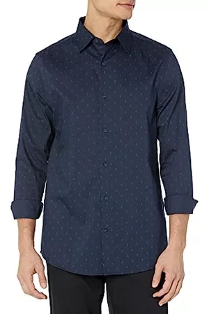 Camisa Hombre XXL Azul Negro LV Monogram DNA Manga Larga Botones