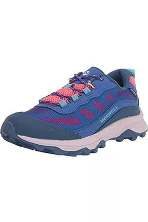 Merrell Niños Trekking - MOAB Speed Low WTRPF, Zapatos para Senderismo, Blue/Berry/TURQ, 39 EU