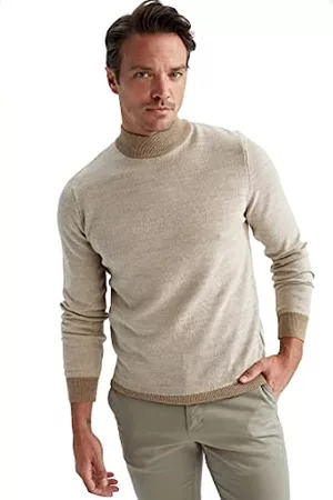 Suéter de cuello alto para hombre, suéter de algodón, suéter de invierno  con cuello para hombre, jersey de punto blanco Pull Homme Warm (Color :  rojo