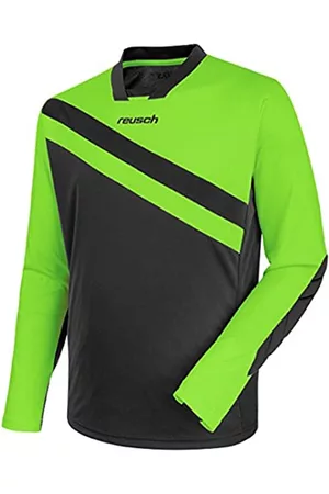 Reusch Hombre Camisas de traje - Match Pro Longsleeve Padded Baby and Toddler Formal Button Down Shirt, Unisex, Grey Melange/Green Gecko, Medium