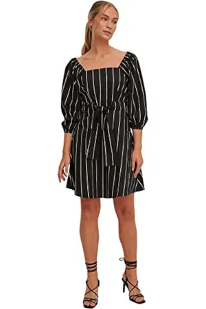 NA-KD Tie Waist Detail Mini Dress Vestido Casual, Stripe, EU 34 para Mujer