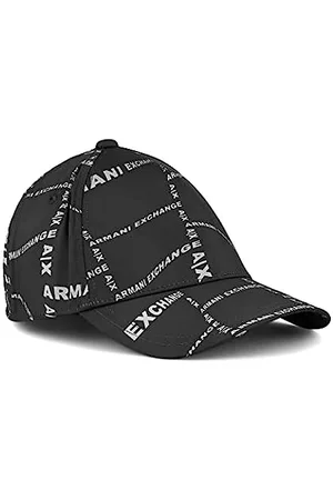 Armani Exchange Hombre Gorras de béisbol - Diseño de Logotipo sostenible, Distorted Gorra, Negro, Talla única para Hombre