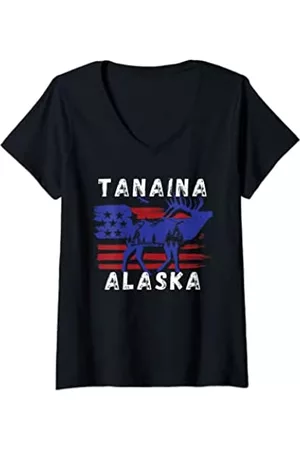 Retro Tanaina Alaska Apparel Souvenir Designs Mujer Retro - Mujer Recuerdo de ropa retro Tanaina Alaska Camiseta Cuello V