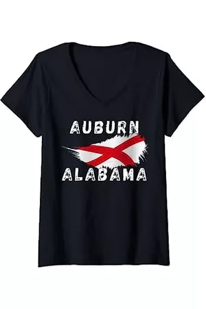 Retro Auburn AL Alabama City Apparel Souvenir Mujer Retro - Mujer Souvenir retro de ropa de la ciudad de Alabama de Auburn AL Camiseta Cuello V