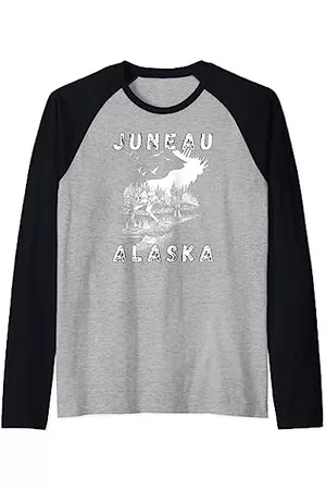 Retro Juneau Alaska Apparel Souvenir Designs Hombre Retro - Souvenir retro de ropa de Juneau Alaska Camiseta Manga Raglan