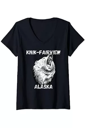 Retro Knik-Fairview Alaska Apparel Souvenir Design Mujer Retro - Mujer Souvenir retro de ropa de Alaska de Knik-Fairview Camiseta Cuello V