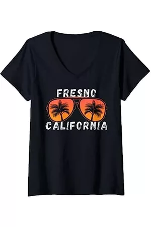 Retro Fresno California Apparel Designs Mujer Retro - Mujer Ropa retro Fresno California Camiseta Cuello V