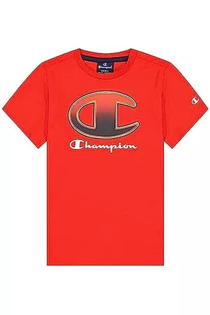 Camiseta roja de manga larga con logo grande de texto de Champion