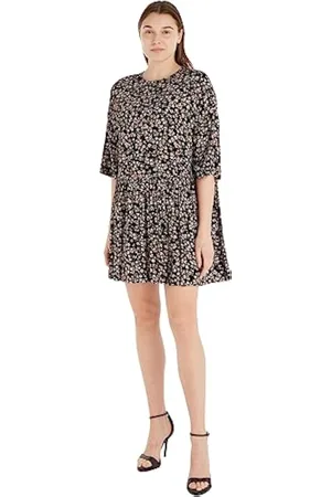 Tommy Hilfiger Women A Line Floral Dress Elegant, Multicolor (Floral Aop), M
