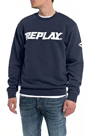 Sudadera Replay beige sin capucha para hombre