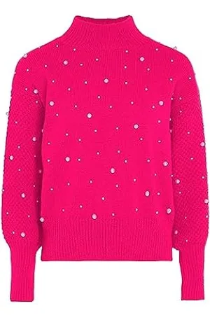 Jersey manga larga con cuello alto rosa claro mujer