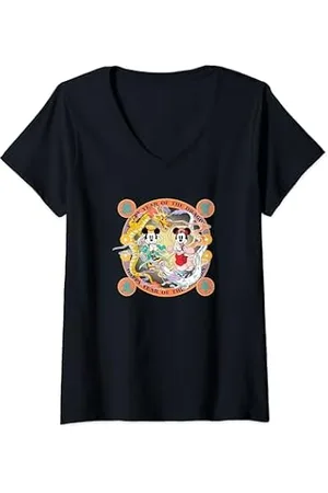 Camiseta con cuello en V para mujer de Disney Santa Mickey y Minnie Mouse