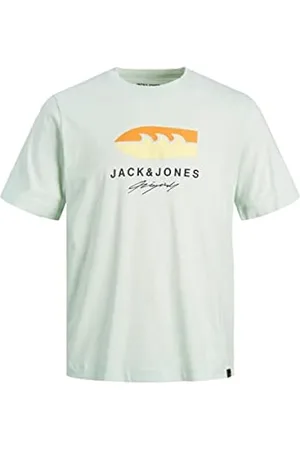 JACK & JONES - Camiseta amarilla JJAndy Tee Crew Hombre