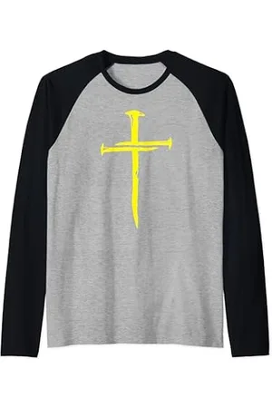 Camiseta Manga Larga Hombre Cruz Cristiana Bandera Americana Moda Camiseta  Negro