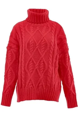 Jersey para Mujer,JerséIs De Punto Mujer,SuéTer Amarillo,SuéTer Cuello Alto  Mujer,Rojo, S