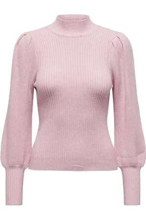 Jersey de cuello cisne rosa en mezcla de lana y cachemir - Rosa