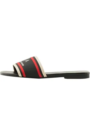 Armani Exchange Logotipo Fino, Estampado Grande, líneas de Color, Sandalia Deslizante Mujer, , 35.5 EU