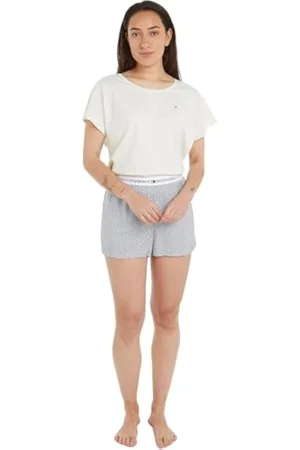 Tommy Hilfiger Mujer Set de pijama corto, Multicolor (Ivory / Woven Mini Geo), M