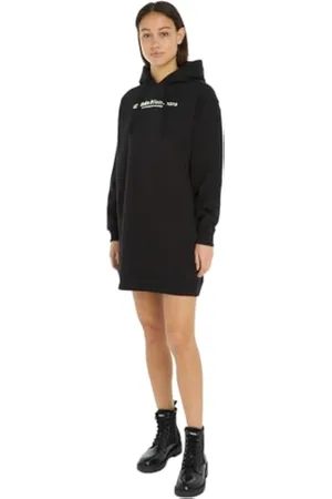 Calvin Klein Jeans Slogan Hoodie Dress J20J223257 Vestidos con Capucha, , L para Mujer