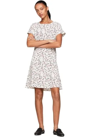 Tommy Hilfiger Vestido Mujer Small Ribbon Mini Dress de manga corta, Mehrfarbig (Multicolor), 36