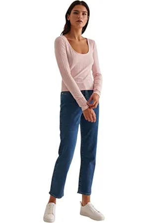 NA-KD Ribbed Round Neck Top Camisa Cami, , M para Mujer