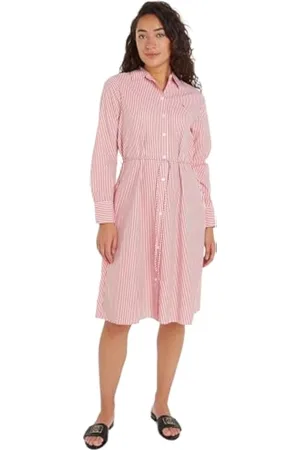 Tommy Hilfiger Vestido camisero Mujer Essential Shirt Dress hasta la rodilla, Rot (Rojo), 38