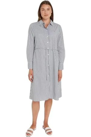 Tommy Hilfiger Vestido camisero Mujer Essential Shirt Dress hasta la rodilla, Blau (Azul), 34