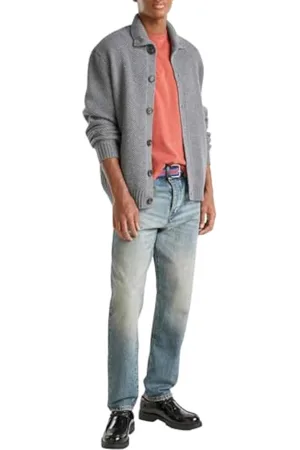 Benetton Camiseta Coreana M/L 18ayu5012 Suéter cárdigan, , S para Hombre
